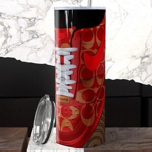 Stainless Steel Red and Tan Patterned Tumbler
